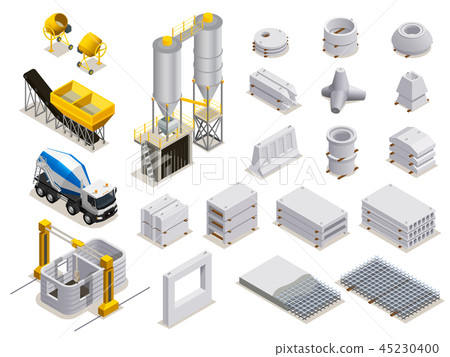 Concrete Production Isometric Icons Concrete Production Isometric Icons 45230400
