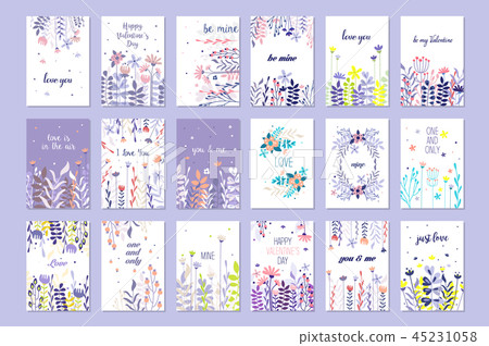 Romantic greeting cards set, trendy cards for valentines day, birthday, anniversary, invitation hand Romantic greeting cards set, trendy cards for valentines day, birthday, anniversary, invitation hand 45231058
