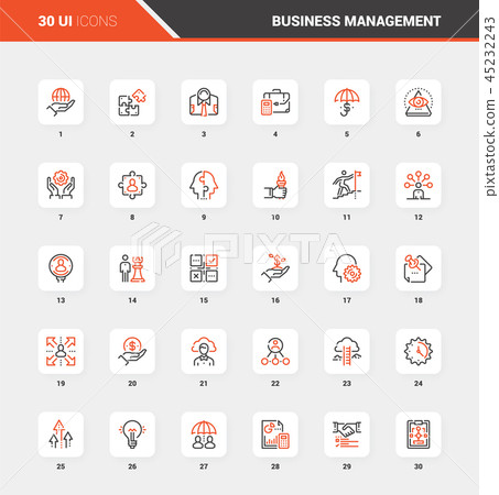 Business Management Flat Line Web Icon Concepts 45232243