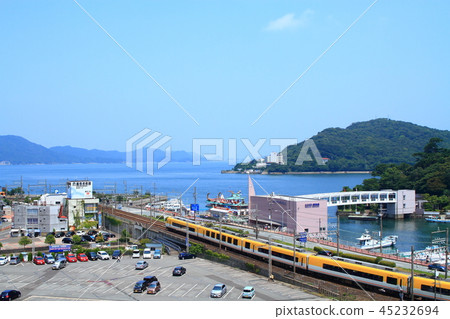 Toba city Kintetsu train and town scenery Toba city Kintetsu train and town scenery 45232694