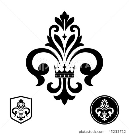 Black royal lily on a white background. Heraldic Black royal lily on a white background. Heraldic 45233712