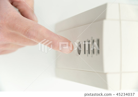 The index finger is pressing on the start button. 45234037