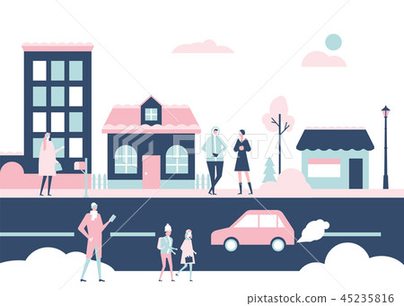 Winter city - flat design style colorful illustration Winter city - flat design style colorful illustration 45235816