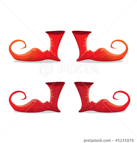 vector red cartoon christmas elf shoes... - Stock Illustration [45235878] -  PIXTA