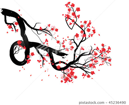 Watercolor sakura frame. Background with blossom c 45236490