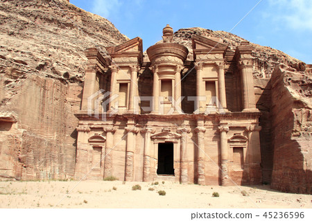 Facade of monastery Ad Deir in Petra, Jordan Facade of monastery Ad Deir in Petra, Jordan 45236596