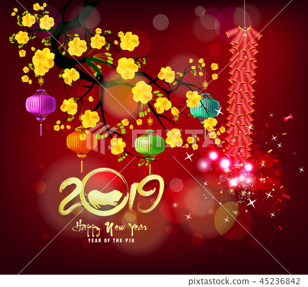 Happy New Year 2019. Chienese New Year, Year of th Happy New Year 2019. Chienese New Year, Year of th 45236842