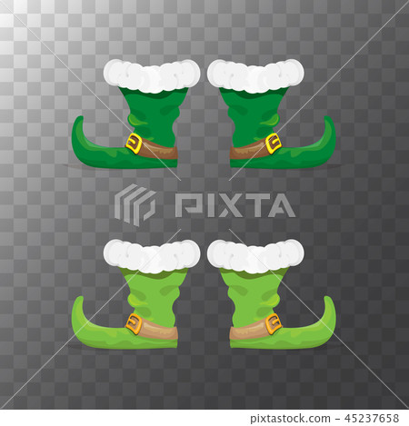 vector green cartoon christmas elf shoes collection icon isolated on transparent background. vector 45237658