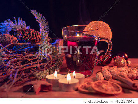 Typical Christmas decoration with cookies and candles 45237843