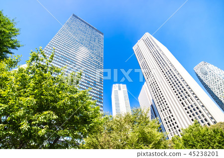 許多綠色辦公室街道風景 45238201