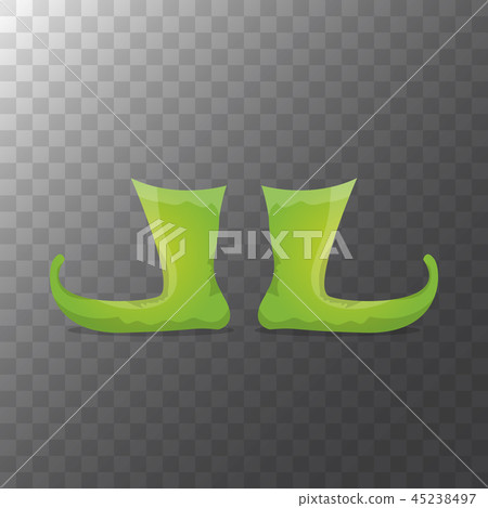 vector green cartoon christmas elf shoes collection icon isolated on transparent background. vector 45238497