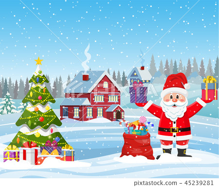 house in snowy Christmas landscape house in snowy Christmas landscape 45239281