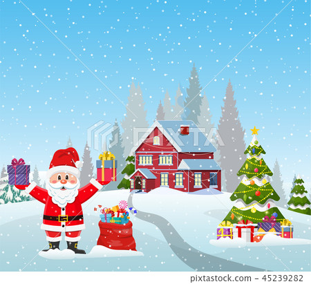 house in snowy Christmas landscape house in snowy Christmas landscape 45239282
