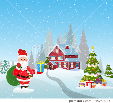 house in snowy Christmas landscape house in snowy Christmas landscape 45239283