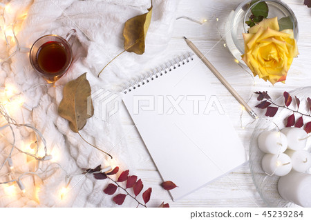 Autumn flatlay on with a cup of tea Autumn flatlay on with a cup of tea 45239284