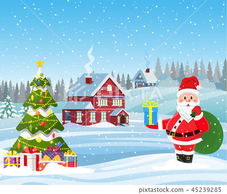 house in snowy Christmas landscape house in snowy Christmas landscape 45239285