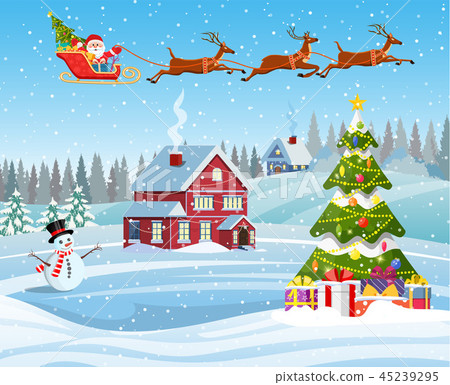 house in snowy Christmas landscape 45239295