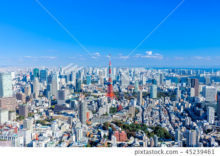 東京都市風景（東京鐵塔，東京灣地區） 45239461
