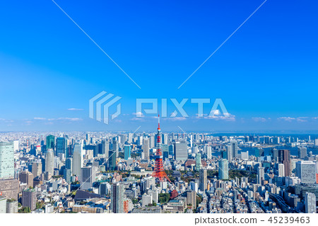 東京都市風景（東京鐵塔，東京灣地區） 45239463