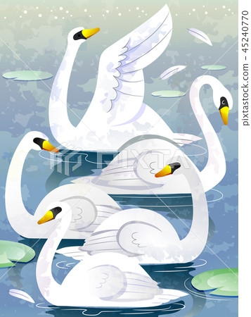 Herd Of Swans Illustration 45240770