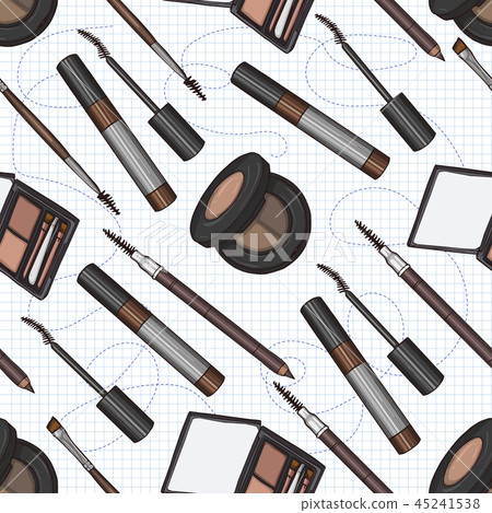 Seamless pattern of color set makeup products 45241538