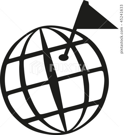 Geocaching world globe with goal flag 45241633