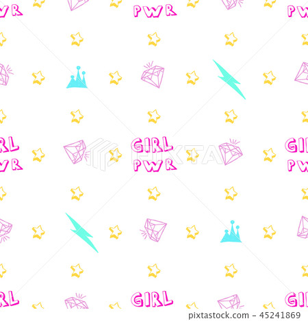 Girl pwr seamless pattern with Fashion hand draw  45241869