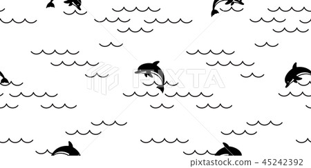 dolphin seamless pattern vector shark ocean wave - Stock Illustration ...