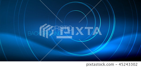 Neon glowing circles background 45243302