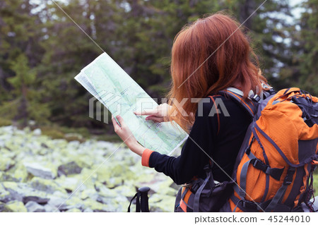 tourist girl at the Carpathians 45244010