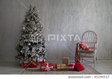 Christmas tree winter new year 2019 decor gifts background 45244517