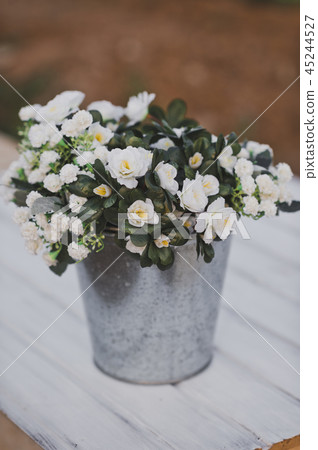 A bouquet of Jasmine flowers in a zinc bucket  45244527