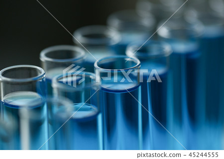 Test tube of glass overflows liquid solution potassium 45244555
