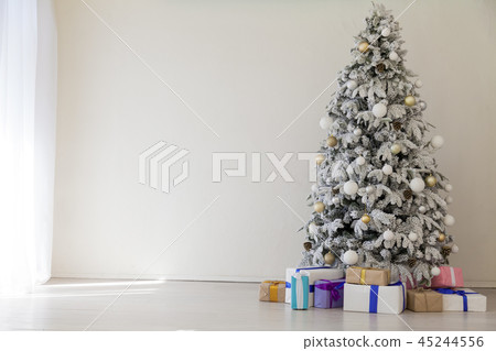 Christmas tree winter new year 2019 decor gifts background 45244556