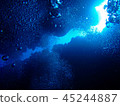 Light and bubbles seen from the bottom of the sea 45244887