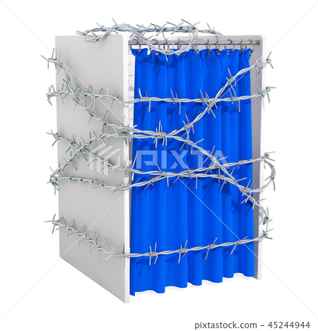 Voting booth with barbed wire 45244944