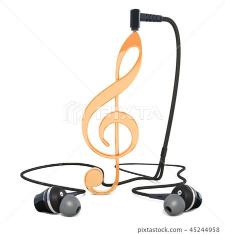 Music note with earphones, musical concept 45244958