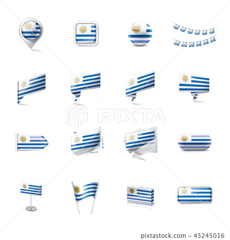 Uruguay flag, vector illustration on a white background. Uruguay flag, vector illustration on a white background. 45245016