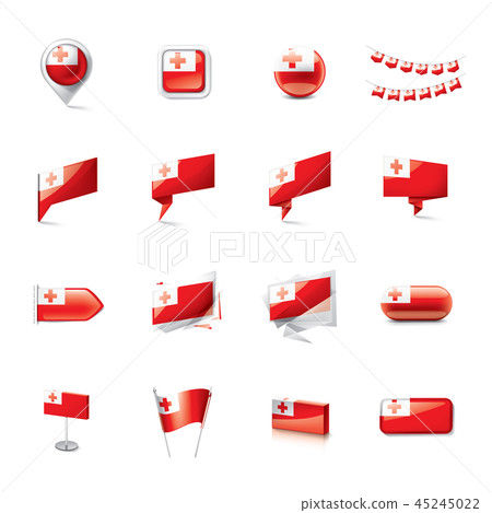 Tonga flag, vector illustration on a white background. 45245022