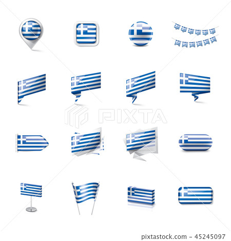 Greece flag, vector illustration on a white background. Greece flag, vector illustration on a white background. 45245097