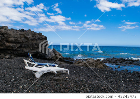 Black sand volcanic beach in Tenerife, Canary Black sand volcanic beach in Tenerife, Canary 45245472