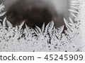 Frost pattern on the window, cold winter 45245909