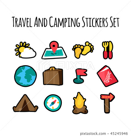 Camping and traveling stcikers set Camping and traveling stcikers set 45245946