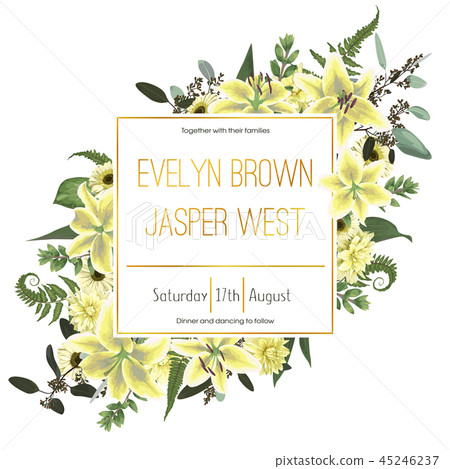 Wedding floral invitation, invite card. Vector  45246237