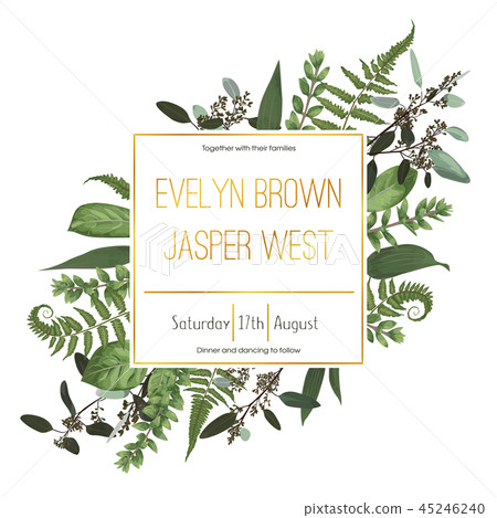 Wedding floral invitation, invite card. Vector Wedding floral invitation, invite card. Vector 45246240