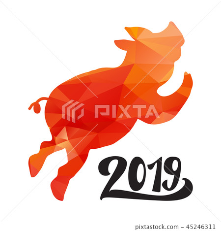 Happy 2019 new year with dancing pig Happy 2019 new year with dancing pig 45246311