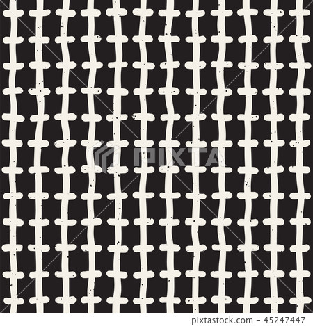 Hand drawn seamless pattern. Abstract geometric shapes background in black and white. Vector ethnic 45247447