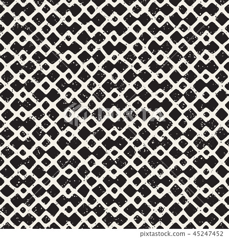 Simple ink geometric pattern. Monochrome black and white strokes background. Hand drawn ink texture 45247452