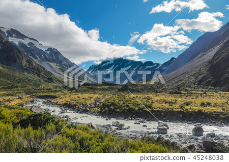The famous landscape of Hooker Valley Track The famous landscape of Hooker Valley Track 45248038