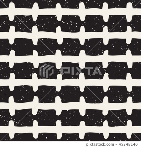 Hand drawn seamless pattern. Abstract geometric shapes background in black and white. Vector ethnic Hand drawn seamless pattern. Abstract geometric shapes background in black and white. Vector ethnic 45248140
